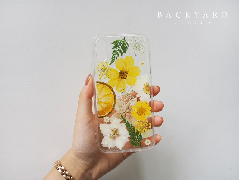 Handmade phone case/ pressed flower phone case/ pressed fruit phone case/ dried flower phone case/ iPhone 14 case/ iPhone 13 case/ 14pro Max image 2