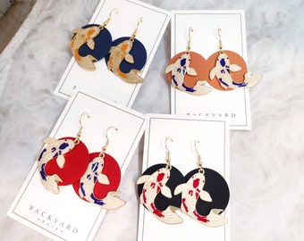 Handmade Koi Fish Dangle Earrings: Asian Style Jewelry