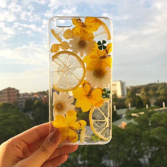 Handmade phone case/ pressed flower phone case/ pressed fruit | Etsy