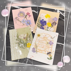 Handgemachte Grußkarten/ Grußkarte mit echten Blumen/ Real Pressed Flowers Karte / Blütenblatt Mix handgemachte Papierkarte /Botanik/