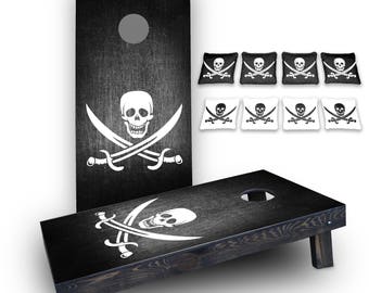 Personalized Skull and Crossbones Cornhole Set With Bags