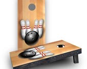 Hardwood Bowling Themed Custom Cornhole Board Game Set - Made in the USA