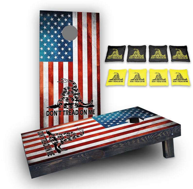 Don't Tread On Me American Flag Themed Custom Cornhole Etsy