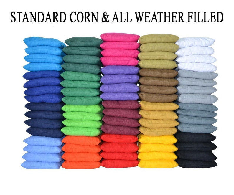 ACA /& ACO Certified Made In USA Corn or All Weather Free FedEx 2nd Day Air Shipping Green and Silver Cornhole Bags