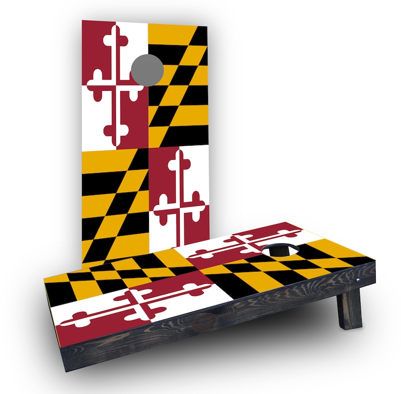 Maryland State Flag Themed Custom Cornhole Board Game Set Made in the USA!