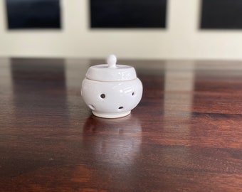 Handmade ceramic garlic keeper (kitchen garlic jar with holes and lid) (Perfect secret Santa gift)