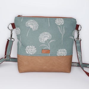 Umhängetasche Pusteblumen, Schultertasche grün / braun