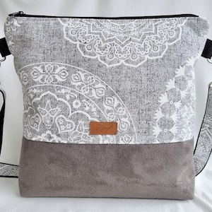 Umhängetasche , Schultertasche,grau, Mandala