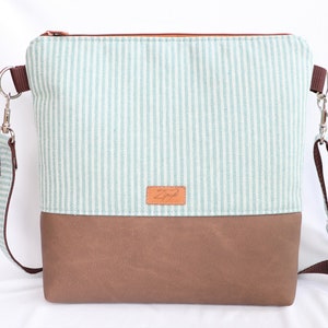 Umhängetasche mit Streifen, Schultertasche, mint-grün
