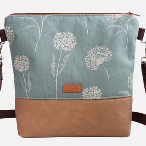 Umhängetasche Pusteblumen, Schultertasche grün / braun