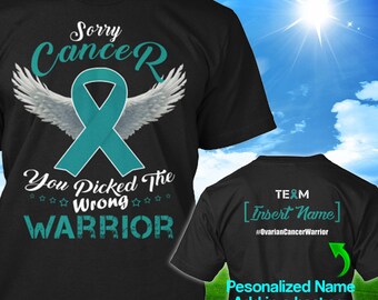 Personalized Ovarian Vulvar Cancer Awareness Tshirt Teal Ribbon Warrior Support Survivor Custom T-shirt Apparel Unisex Women Youth Kids Tee