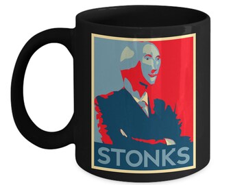 Stonks Meme Coffee Cup Stock Trader Market Man Novelty Funny Surreal Stockbroker Ceramic Mug Wallstreetbets Funny Gift 11 & 15 Ounce