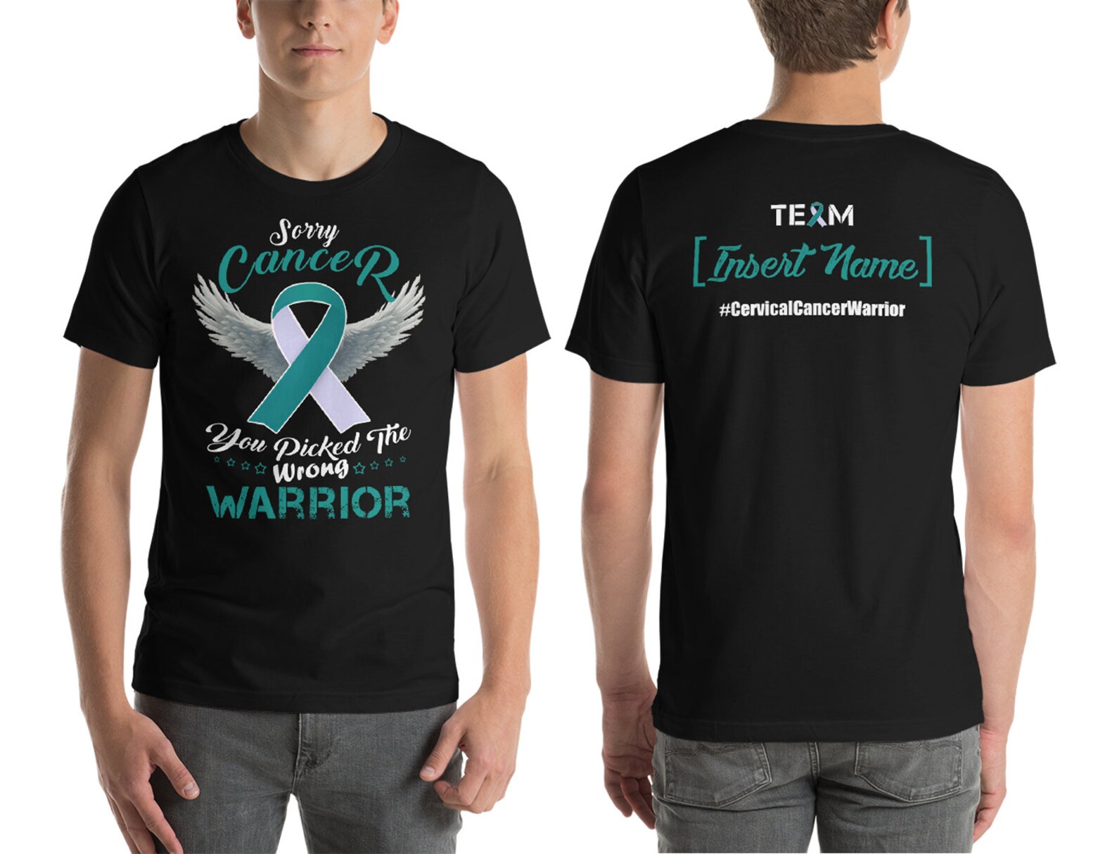 Personalized Cervical Cancer Awareness Tshirt Teal & White - Etsy
