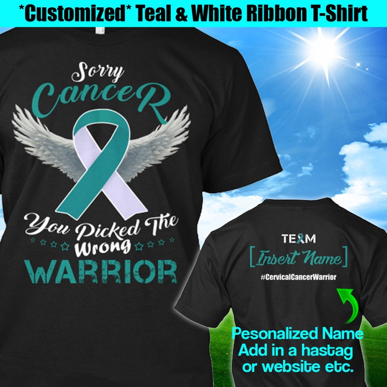 Personalized Cervical Cancer Awareness Tshirt Teal & White - Etsy