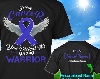 Personalized Colon Cancer Awareness Tshirt Dark Blue Navy Ribbon Warrior Support Survivor Custom T-shirt Apparel Unisex Women Youth Kids Tee