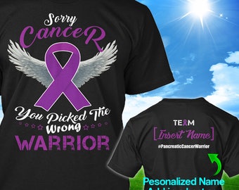 Personalized Pancreatic Cancer Awareness T-shirt Purple Ribbon Warrior Support Survivor Custom T-shirt Apparel Unisex Women Youth Kids Tee