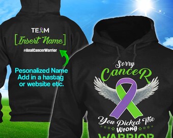 Personalized Anal-Cancer Awareness Hoodie Purple Lime Green Ribbon Warrior Men Women Custom Pullover Support Gift Winter Cloth