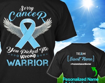 Personalized Prostate Cancer Awareness Tshirt Light Blue Ribbon Warrior Support Survivor Custom T-shirt Apparel Unisex Women Youth Kids Tee