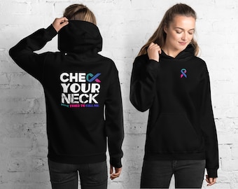 Thyroid Cancer Awareness Hoodie Check Your Neck Mine Tried To Kill Me Ribbon Men Women Youth Custom Pullover Gift Winter Cloth