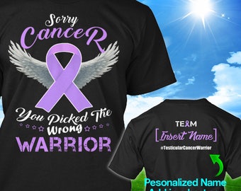 Personalized Testicular Cancer Awareness Tshirt Orchid Ribbon Warrior Support Survivor Custom T-shirt Apparel Unisex Women Youth Kids Tee