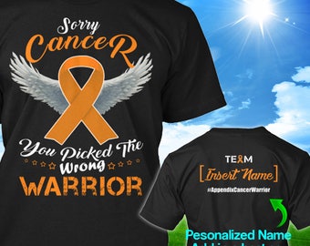 Personalized Appendix Cancer Awareness Tshirt Amber Ribbon Warrior Support Survivor Custom T-shirt Apparel Unisex Women Youth Kids Tee