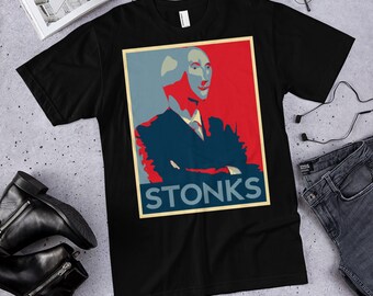 Stonks Meme Tshirt Stock Trader Market Man Funny T-shirt Surreal Apparel Unisex Stockbroker Men Women Youth Kid Tee