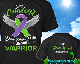 Personalized Anal-Cancer Awareness Tshirt Purple Lime Green Ribbon Warrior Survivor Custom T-shirt Apparel Unisex Women Youth Kids Tee