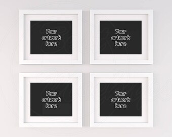 Download Free Frame mockup landscape, 4 mockup 8x10, White mockup frame, Four digital frame, Set of 4 frames, Smart object, Frame with matt, Mock up print PSD Template