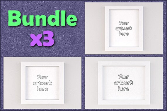 Bundle Mockup X3 Wall Art Mockups White Frame Mockup