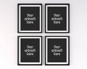 Download Free Simple mock ups, Black frame mockup, Matted frame, 8x10 mockup, Set of 4 frame mockup, Styled stock photo, Clean backgroung, Artwork display PSD Template