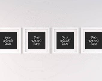 Download Free Square frame mockup, Set of four frame, 4 mockup, White frame mockup, Instant download mockup, Handing frame, Mockup template, Wall mock up PSD Template