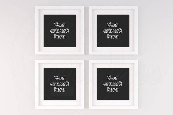 Square Frame Mockup Set Of Four White 4 - Square Wall Frames Square Frame Mockup Set Of Four White 4 - Square Wall Frames