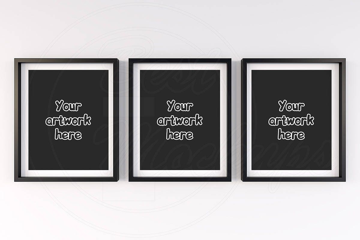 Black frame mockup Three mockup 8x10 mockup Set of 3 frame