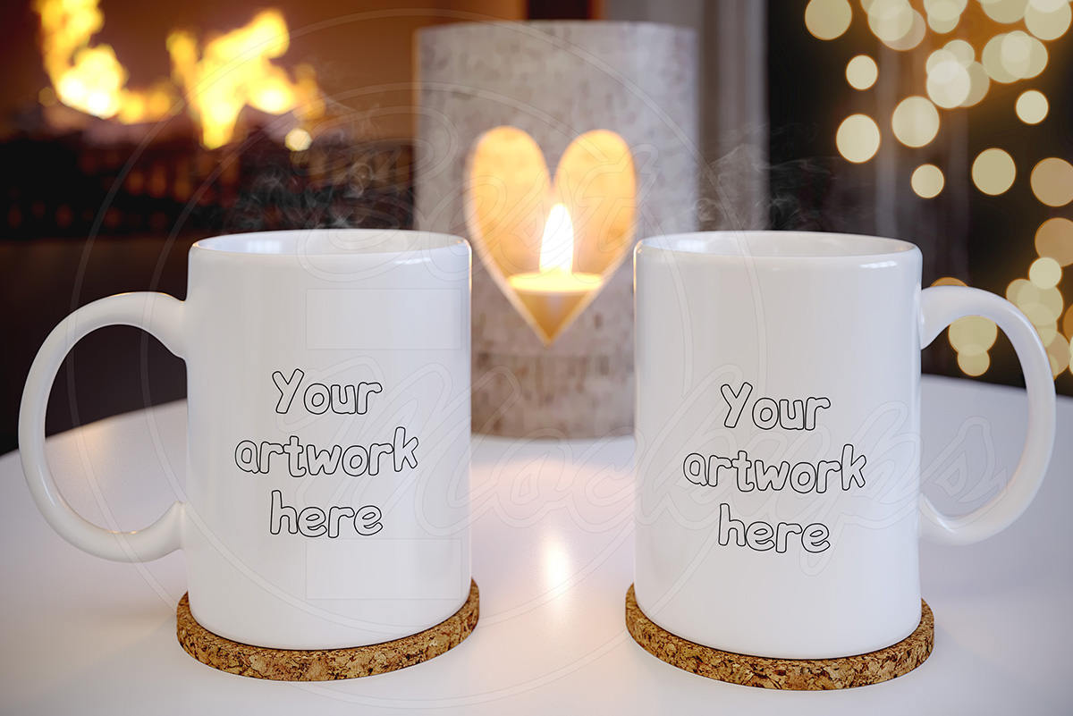Download 2 Coffee Mug Mock Up Two Mockup White Mugs Mockup Blank Mug Etsy