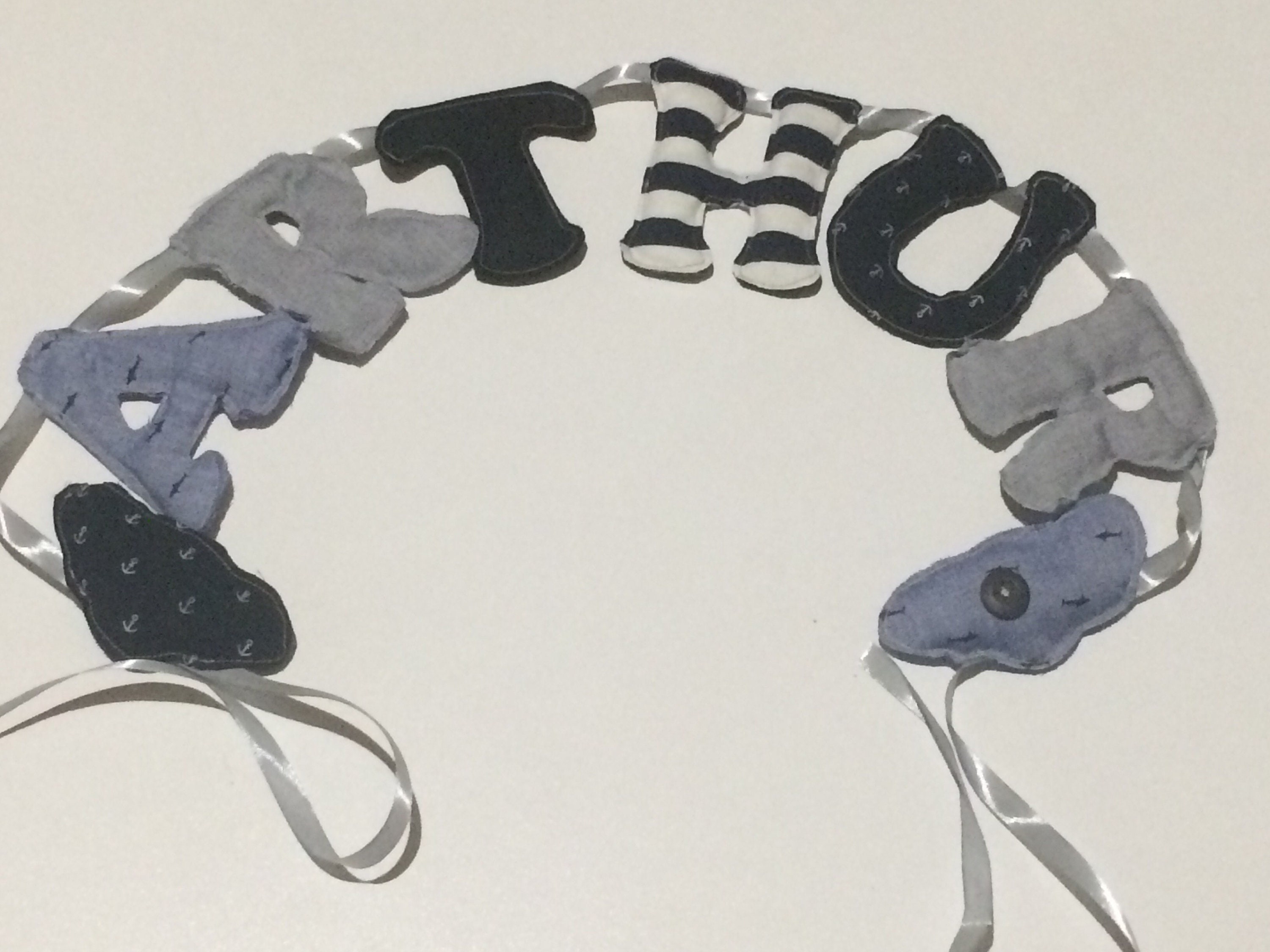 Guirlande Personnalisee Au Prenom de L'enfants Decoration Chambre Couleur Blzu et Gris