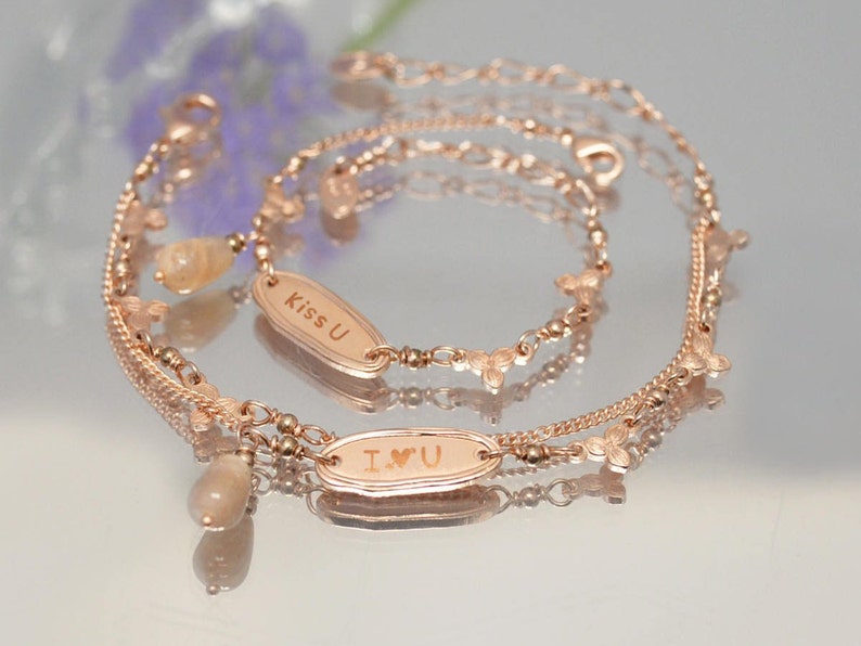 Mother Daughter Bracelet Rose Gold Happiness You & Me Personalized