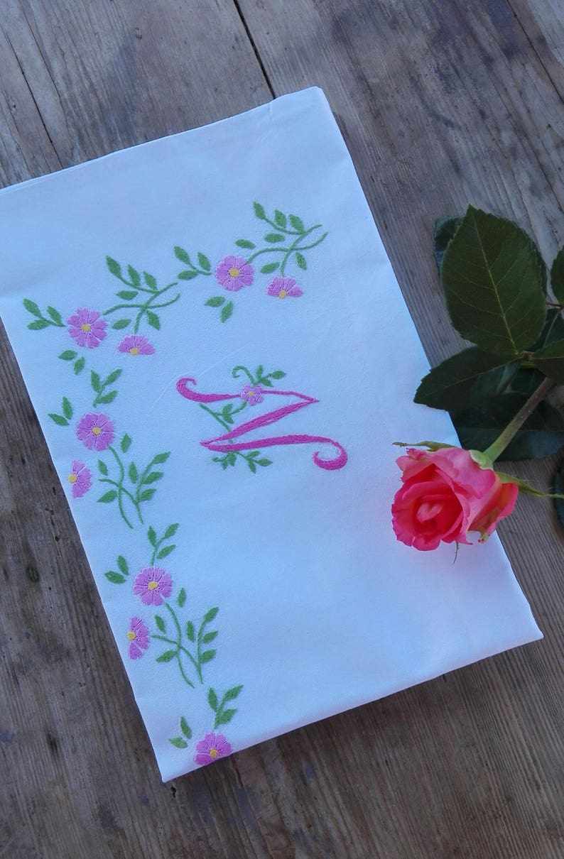 2 hand embroidered pillowcases hand embroidery for a house Etsy