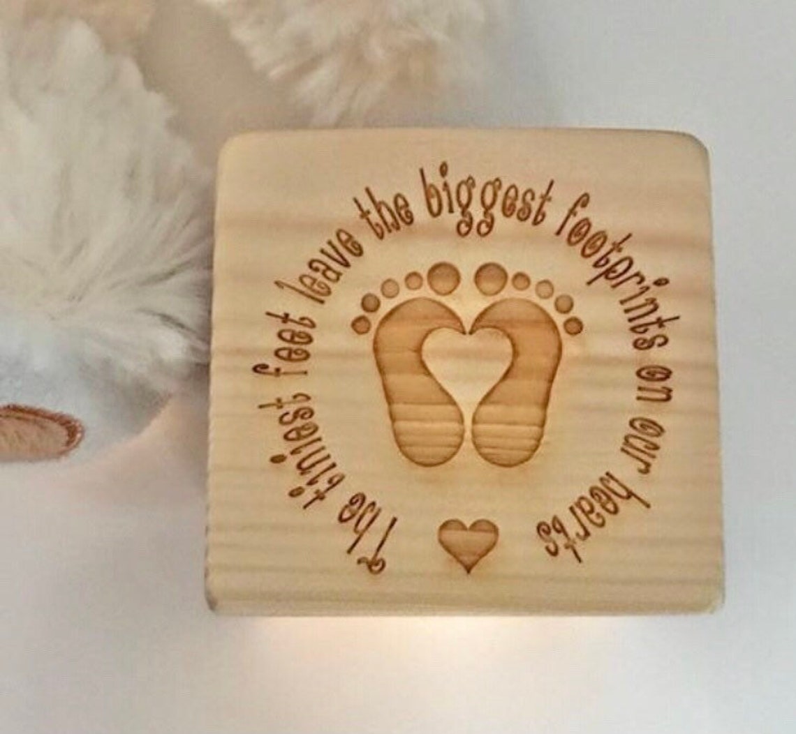 Personalised Laser Engraved WOODEN BABY BLOCK. Gift for New Etsy UK