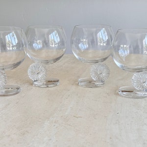 Crystal Flower Stemmed Wine Glasses - Set of 4