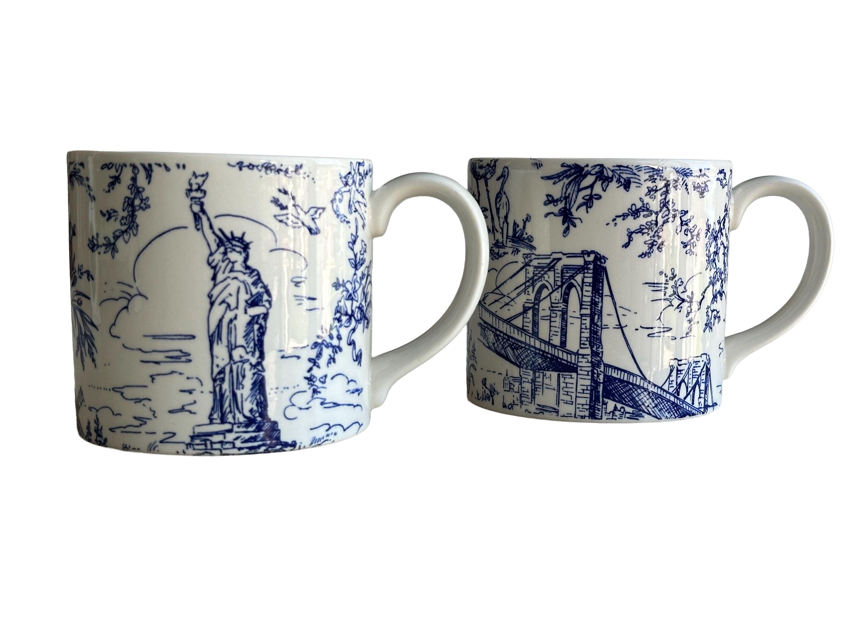 Tiffany & Co. Toile Mugs With Scenes of New York Blue and White - Etsy