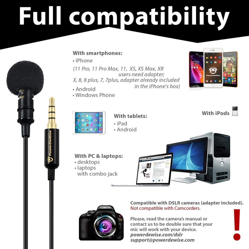 SALE PowerDeWise Grade Lavalier Lapel Microphone Perfect for Etsy