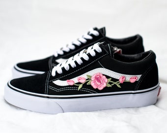 vans with pink roses