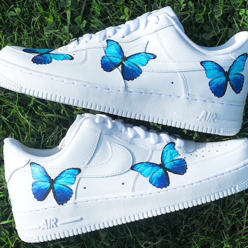 Nike Air Force 1 AF1 Custom With BLUE 'BUTTERFLY' - Etsy Australia