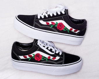 vans platform with roses