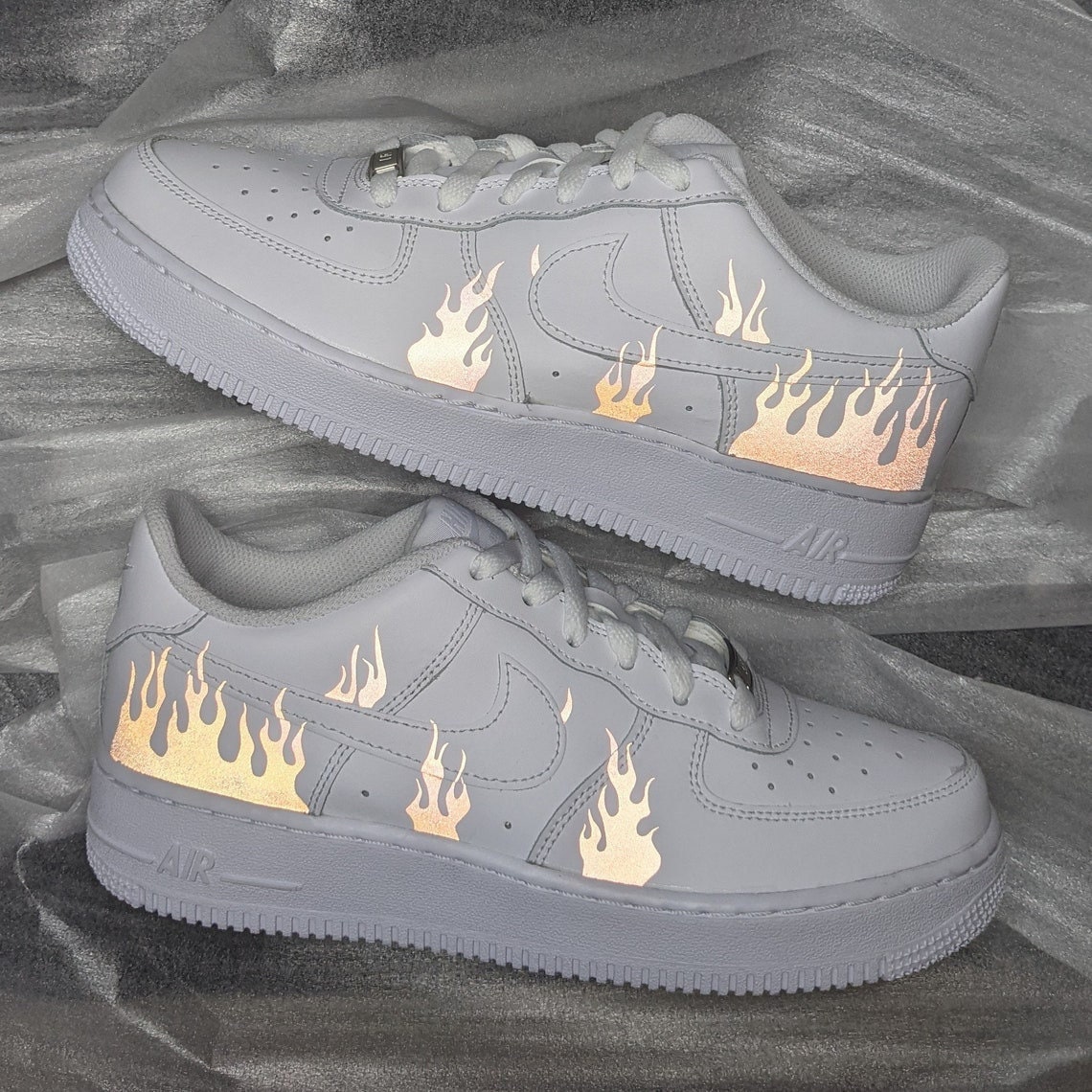 Mareo Implacable Seguro Nike AF1 Air Force 1 Custom Reflective Flames All Sizes - Etsy Canada