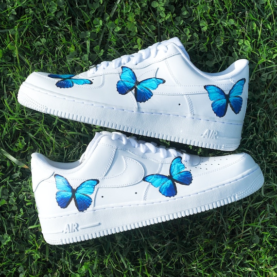 Custom Nike Air Force 1 Blue ButterFLY - Custom Nike Air Force 1 Shoes