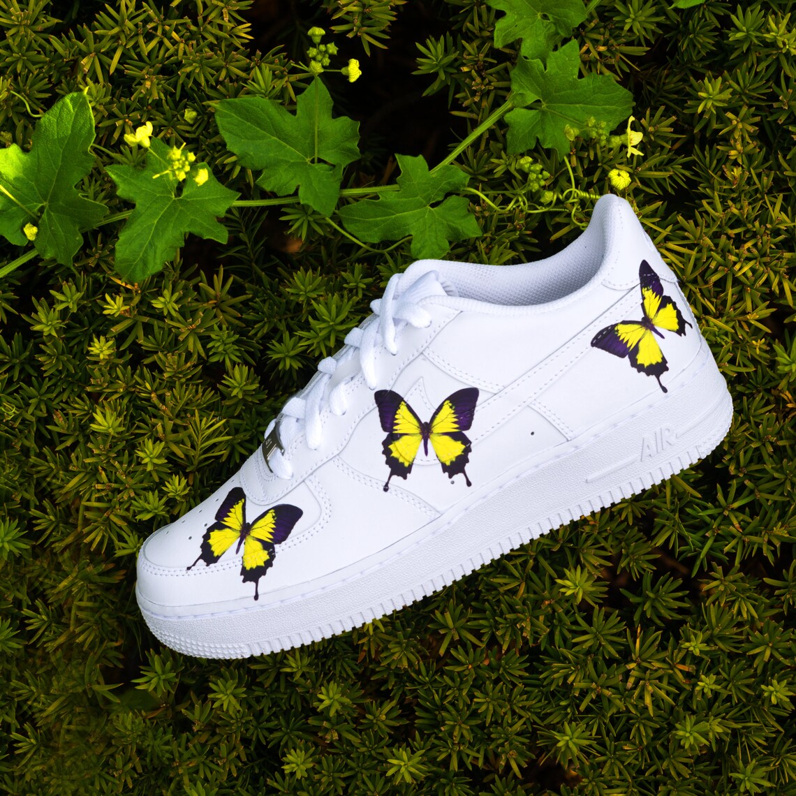 Nike AF1 Air Force 1 Custom Yellow 'BUTTERFLY' | Etsy