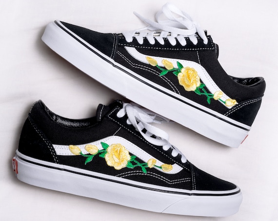 vans old skool with rose patch