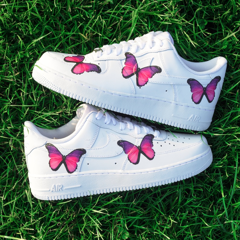 Nike AF1 Air Force 1 Custom Pink Butterfly Print Unisex | Etsy