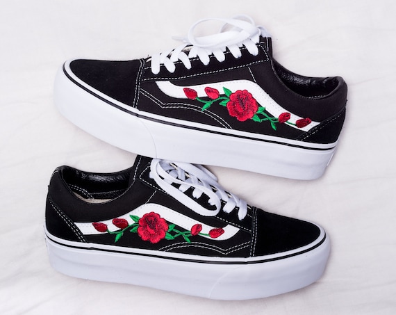 custom rose vans old skool